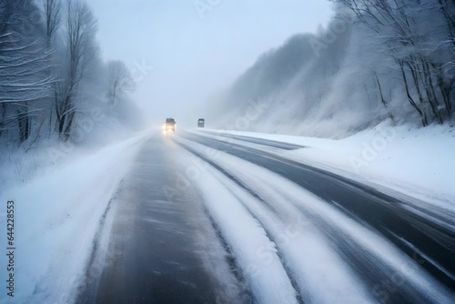 difficult road conditions in the snow 