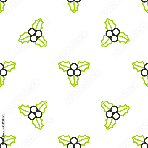 Line Branch viburnum or guelder rose icon isolated seamless pattern on white background. Merry Christmas and Happy New Year. Vector