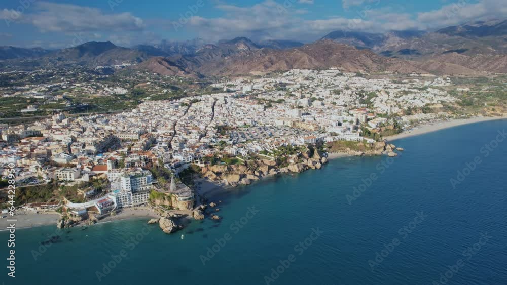 Nerja city with coastline in province of Malaga Andalusia, southern Spain