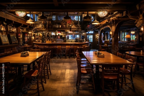 A classic tavern hosting patrons for beer  whiskey  and pub-style cuisine. Generative AI