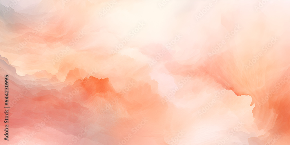 Abstract watercolor background in shade of apricot, pastel pink, orange and yellow - obrazy, fototapety, plakaty 