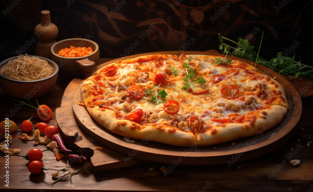 pizza with vegetables and cheese pizza with vegetables and cheese