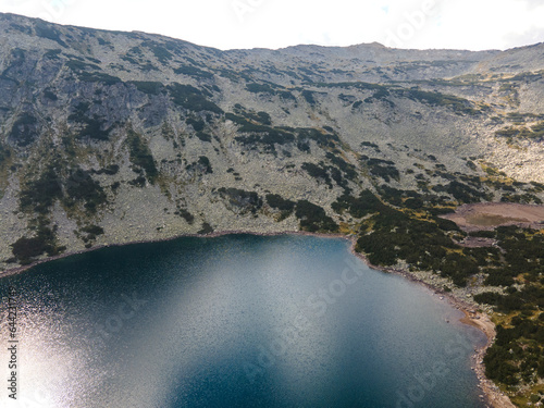 Aerial view of The Stinky Lake, Rila mountain, Bulgaria photo