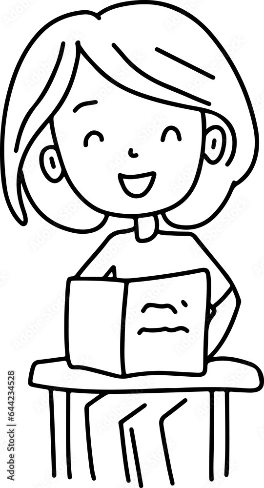 School teacher and school students. Education learner coloring page design element. Teaching materials School teacher and school students. Education learner coloring page design element. Teaching materials