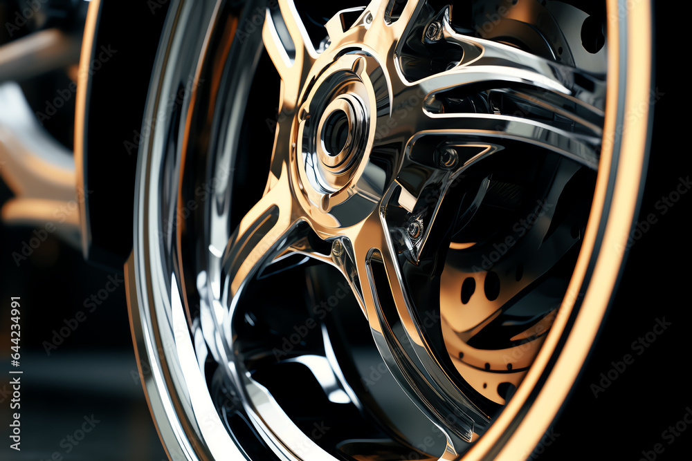 A detailed view of a wheel on a vehicle A detailed view of a wheel on a vehicle