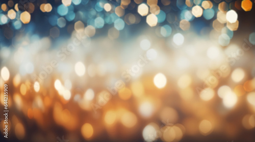 Christmas golden background with light bokeh. Bllured, out of focus. Ai Generative
