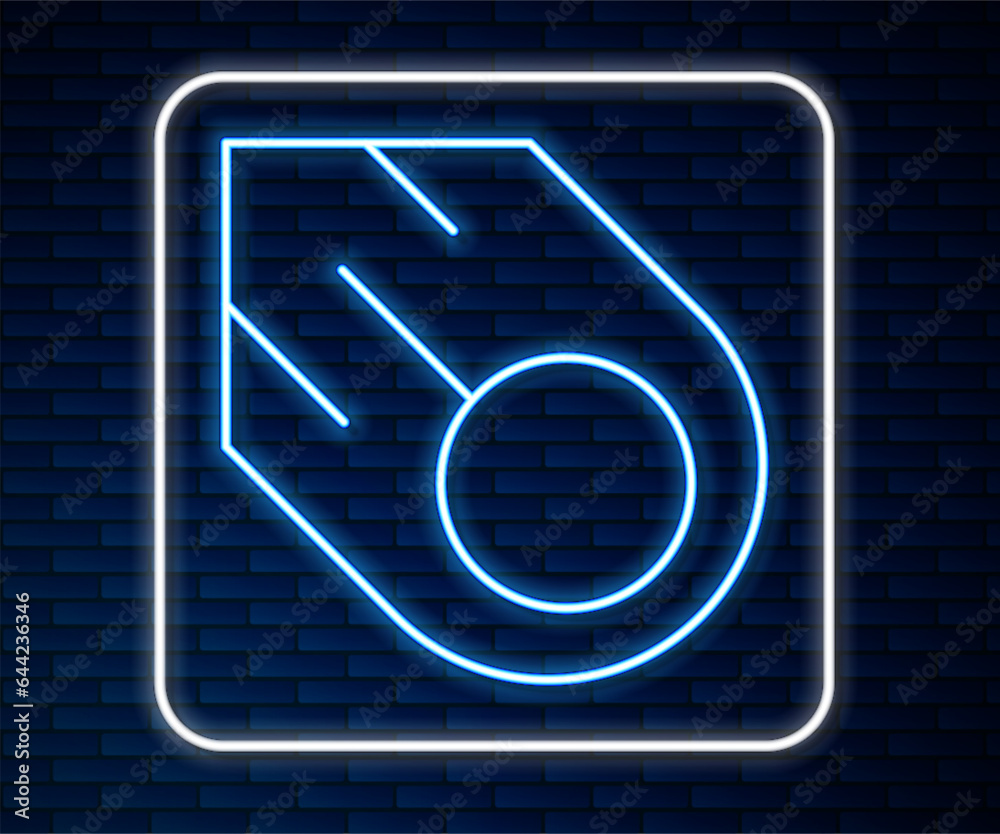 Glowing neon line Comet falling down fast icon isolated on brick wall background. Vector Glowing neon line Comet falling down fast icon isolated on brick wall background. Vector