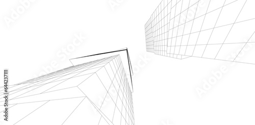 Abstract architectural background vector 3d illustration