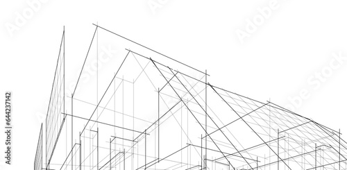 Abstract architectural background vector 3d illustration