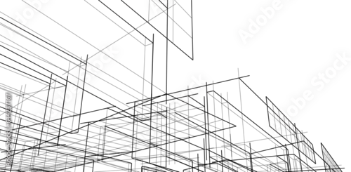 Fototapeta Abstract architectural background vector 3d illustration