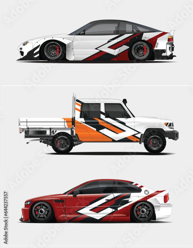 Car graphic livery design vector. Abstract stripe racing background for wrap race car