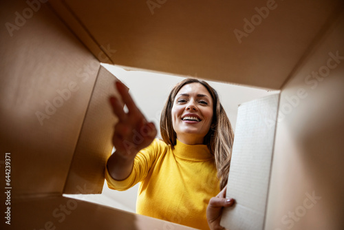 Woman with open box