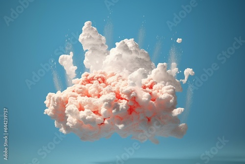 3D image of a cumulus cloud formed from condensed ozone with a cut-out background. Generative AI
