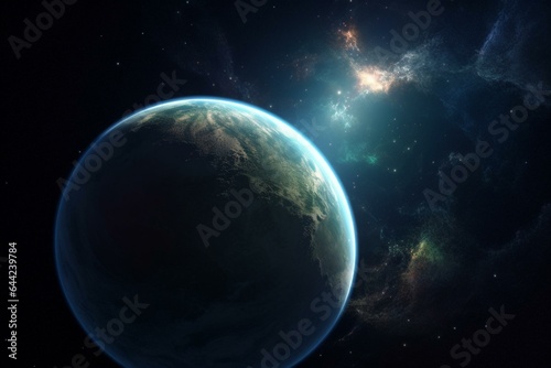 Exoplanet in space. Beautiful alien world. Generative AI