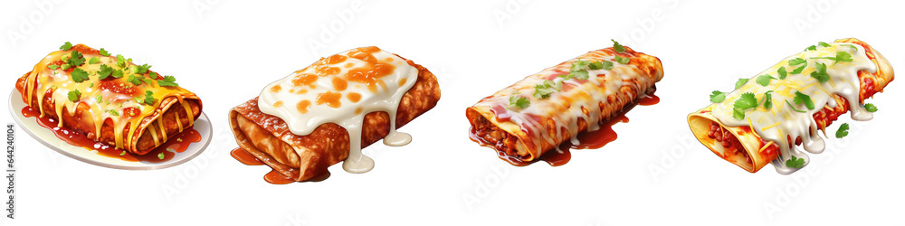 Enchilada clipart collection, vector, icons isolated on transparent background - obrazy, fototapety, plakaty 