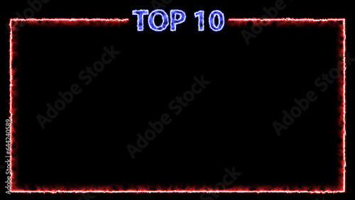 Top 10 Title and Frame Red Neon Effects - 3D Illustration