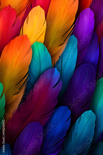  Rainbow colorful feathers background