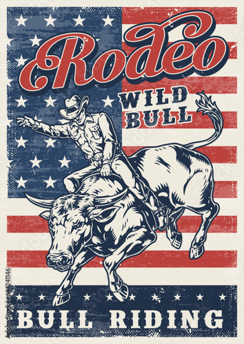 American rodeo colorful vintage sticker