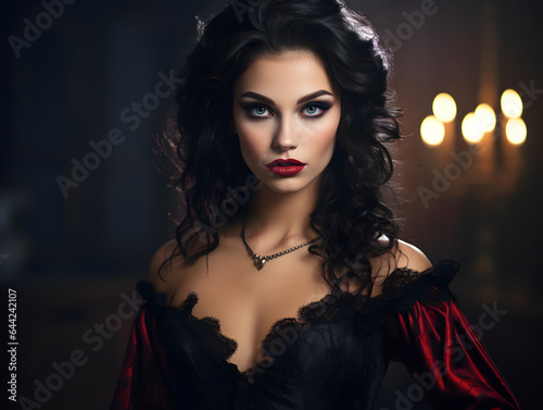 Attractive woman in vampire costume with beautiful make up © Alexandr