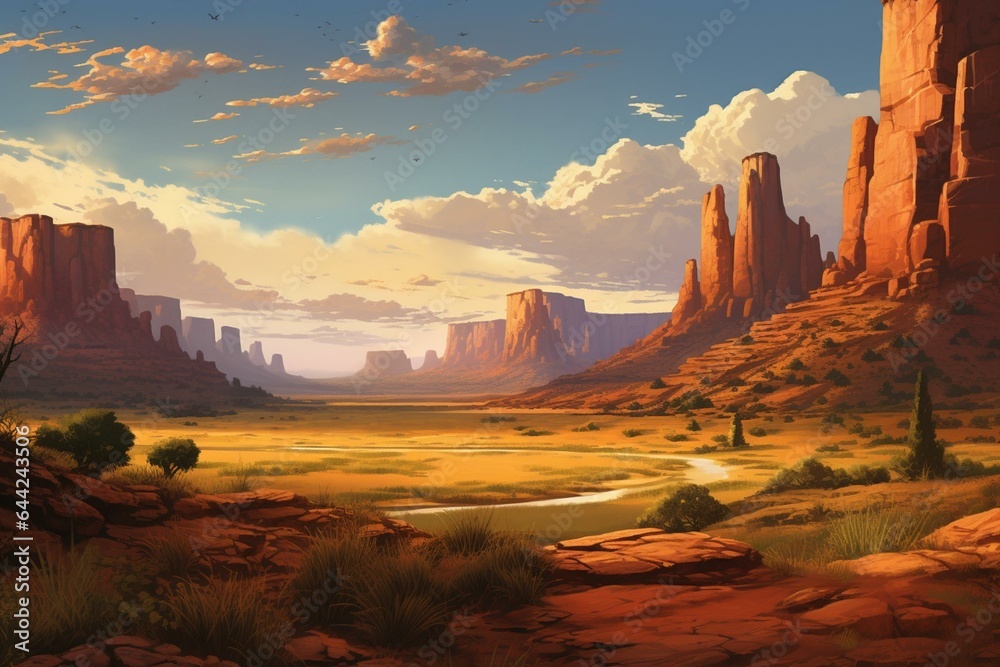 Background scenery of the western frontier. Generative AI
