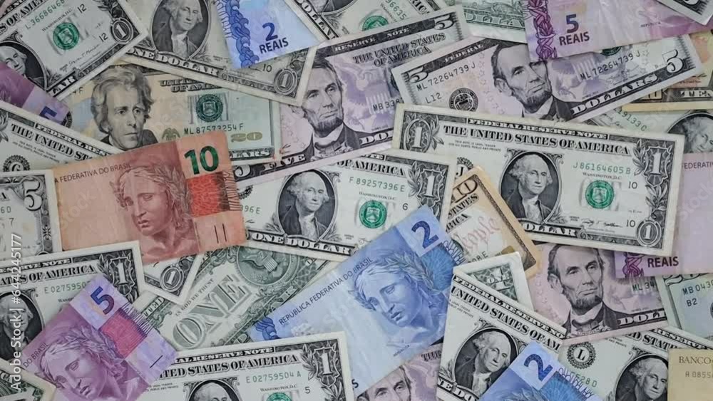 economy and finance with brazilian money and american dollar economy and finance with brazilian money and american dollar