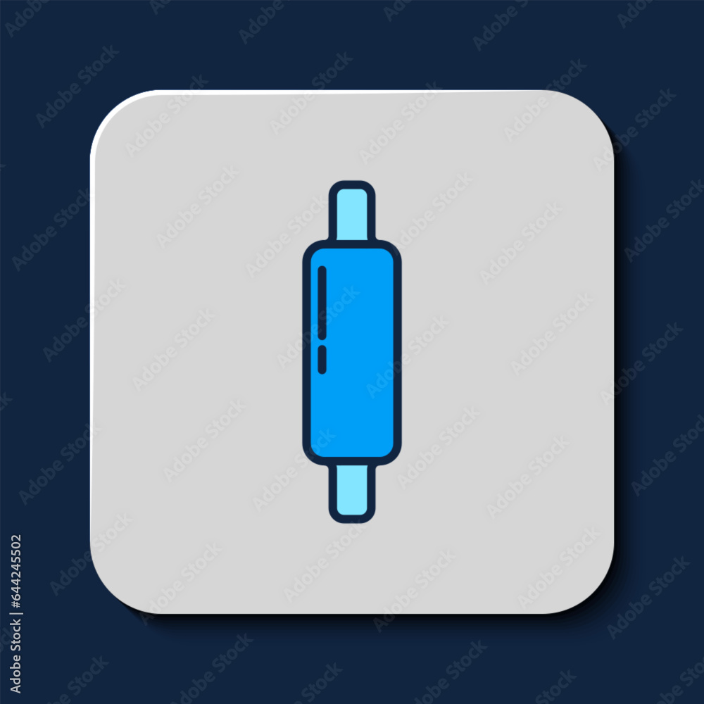 Filled outline Rolling pin icon isolated on blue background. Vector Filled outline Rolling pin icon isolated on blue background. Vector