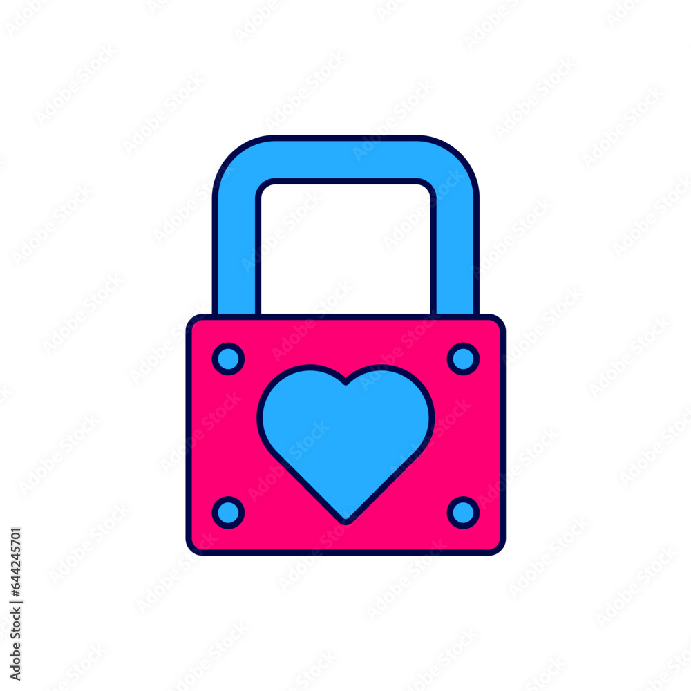 Filled outline Lock and heart icon isolated on white background. Locked Heart. Love symbol and keyhole sign. Valentines day symbol. Vector Filled outline Lock and heart icon isolated on white background. Locked Heart. Love symbol and keyhole sign. Valentines day symbol. Vector