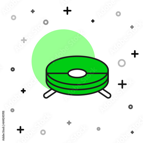Filled outline Robot vacuum cleaner icon isolated on white background. Home smart appliance for automatic vacuuming, digital device for house cleaning. Vector