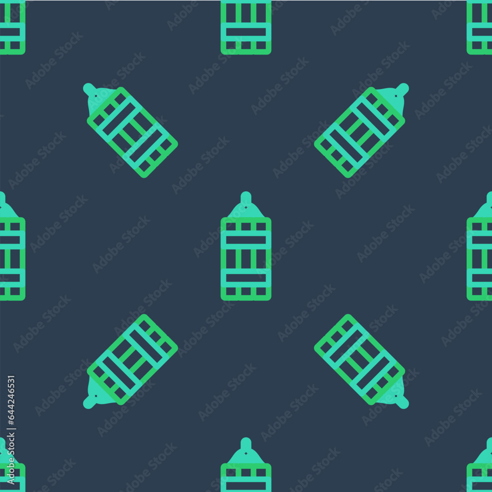 Line Detonate dynamite bomb stick icon isolated seamless pattern on blue background. Time bomb - explosion danger concept. Vector Line Detonate dynamite bomb stick icon isolated seamless pattern on blue background. Time bomb - explosion danger concept. Vector