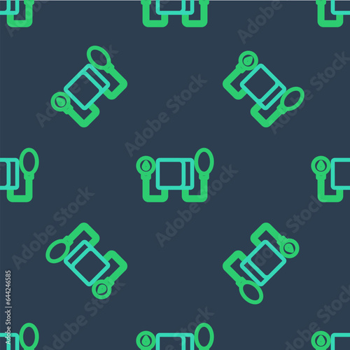 Line Blood pressure icon isolated seamless pattern on blue background. Vector