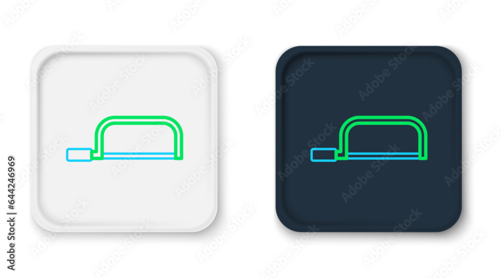 Line Hacksaw icon isolated on white background. Metal saw for wood and metal. Colorful outline concept. Vector Line Hacksaw icon isolated on white background. Metal saw for wood and metal. Colorful outline concept. Vector