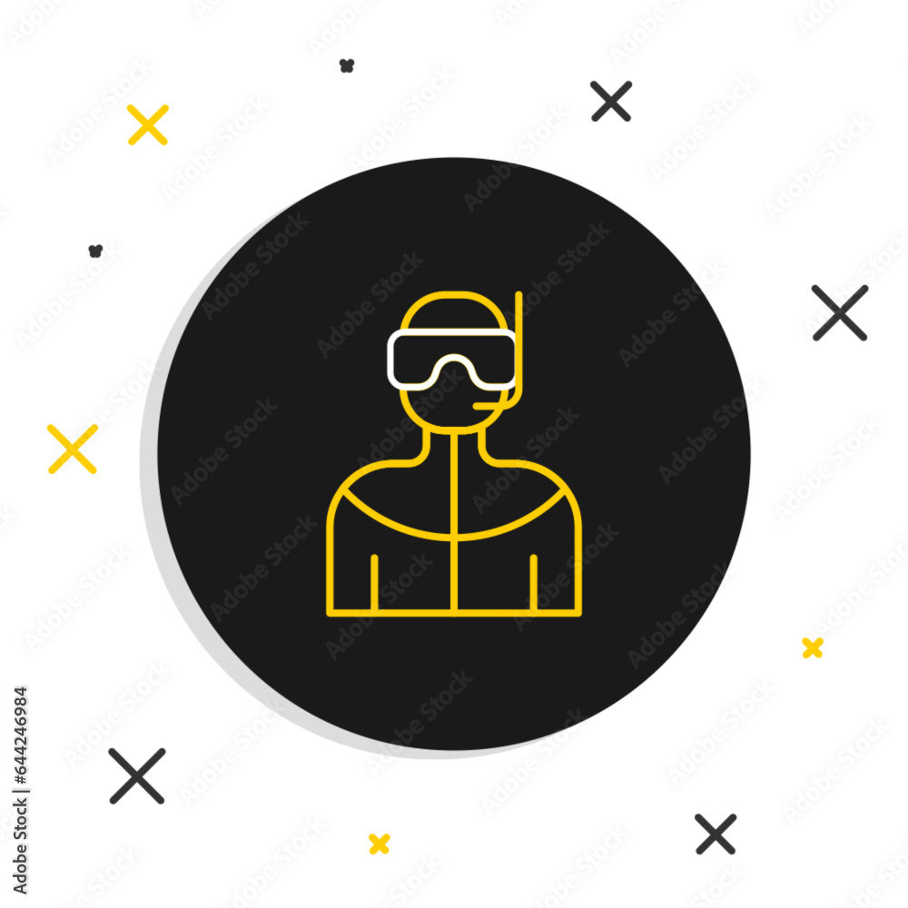 Line Wetsuit for scuba diving icon isolated on white background. Diving underwater equipment. Colorful outline concept. Vector Line Wetsuit for scuba diving icon isolated on white background. Diving underwater equipment. Colorful outline concept. Vector