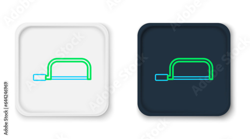 Line Hacksaw icon isolated on white background. Metal saw for wood and metal. Colorful outline concept. Vector