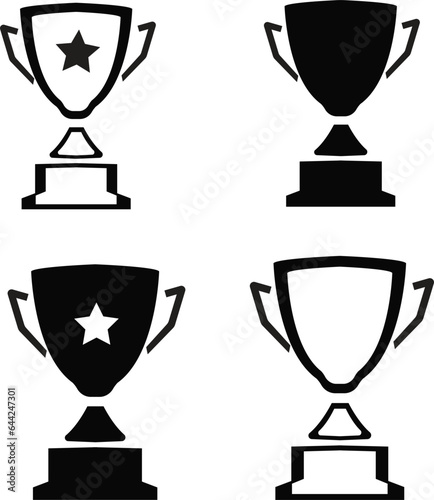 Trophy cup. Champion trophy, sport award. Winner prize, champions realistic vector celebration winning concept