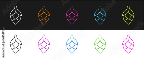 Set Hop icon isolated on black and white background. Vector