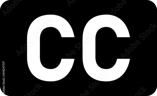 Closed Captioning or CC Sign Subtitles Symbol Solid Black Icon. Vector Image.