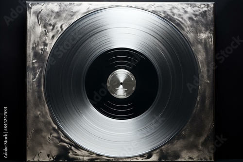 silver vinyl on dark backdrop. Generative AI © Khaled