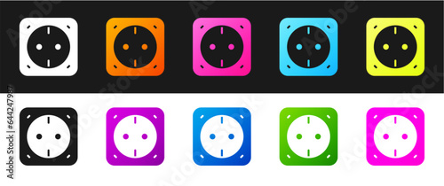 Set Electrical outlet icon isolated on black and white background. Power socket. Rosette symbol. Vector