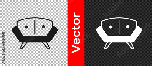 Black Sofa icon isolated on transparent background. Vector
