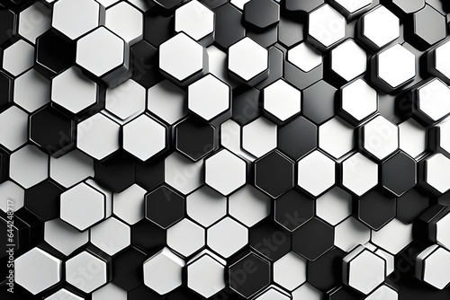 background with hexagons, beautiful sleek decagon wall with black and white tiles