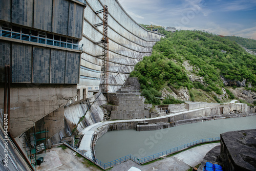 Dam of Enguri hydroelectric power plant in Georgia