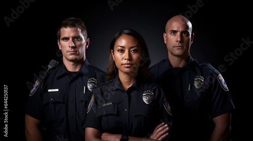 Police officers in the workplace. Portrait of confident officers of the law. Diversity. Generative AI.