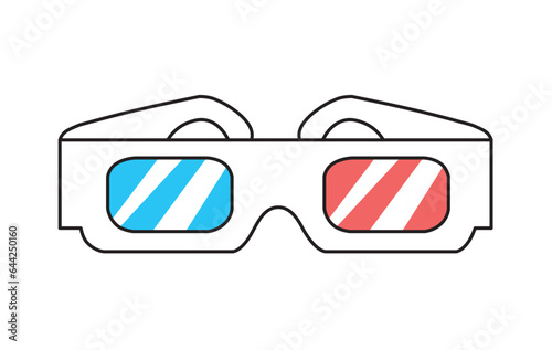 3d cinema paper glasses isolated vector illustration