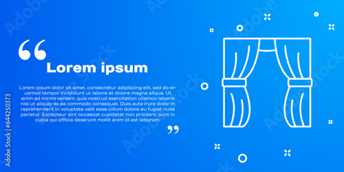 White line Circus curtain raises icon isolated on blue background. For theater or opera scene backdrop, concert grand opening or cinema premiere. Vector