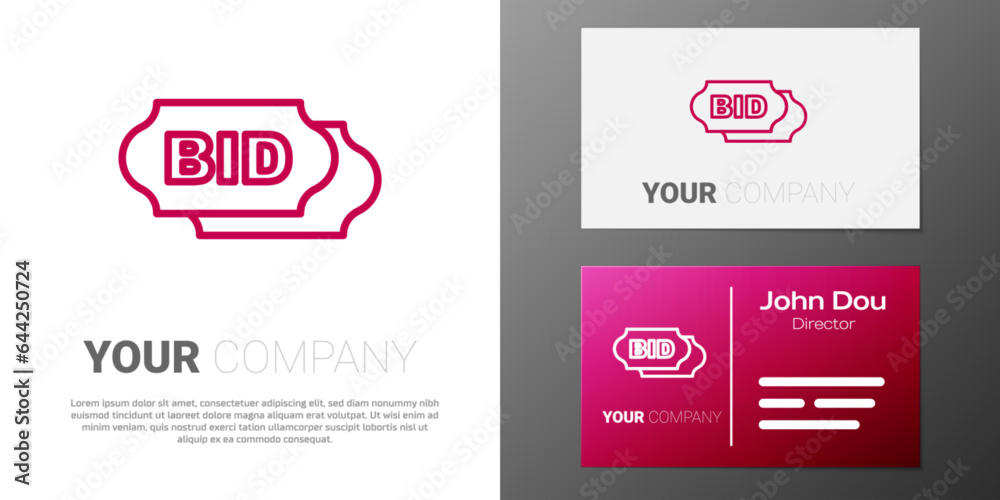 Fototapeta premium Logotype line Bid icon isolated on white background. Auction bidding. Sale and buyers. Logo design template element. Vector