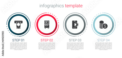 Wallpaper Mural Set ATM and money, , Mobile banking and Coin with dollar. Business infographic template. Vector Torontodigital.ca
