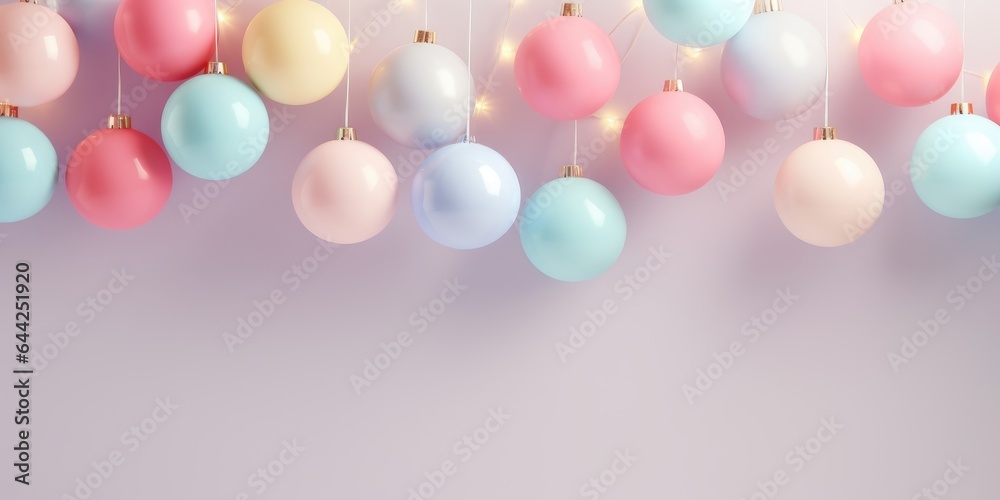 Christmas decorated balls hanging on a ribbon. Merry Christmas and Happy new year. Festive background with xmas decoration balls Christmas decorated balls hanging on a ribbon. Merry Christmas and Happy new year. Festive background with xmas decoration balls
