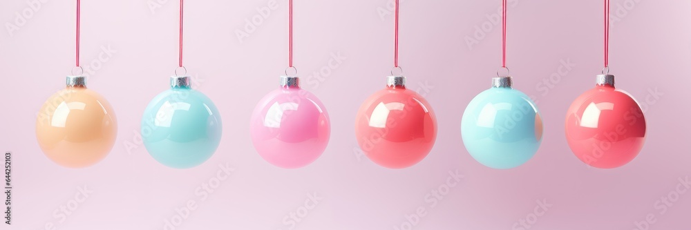 Christmas decorated balls hanging on a ribbon. Merry Christmas and Happy new year. Festive background with xmas decoration balls Christmas decorated balls hanging on a ribbon. Merry Christmas and Happy new year. Festive background with xmas decoration balls