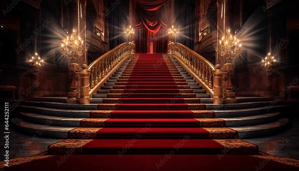 Red Carpet Bollywood Stage, Maroon Steps Spot Light Backdrop of the Golden Regal Awards