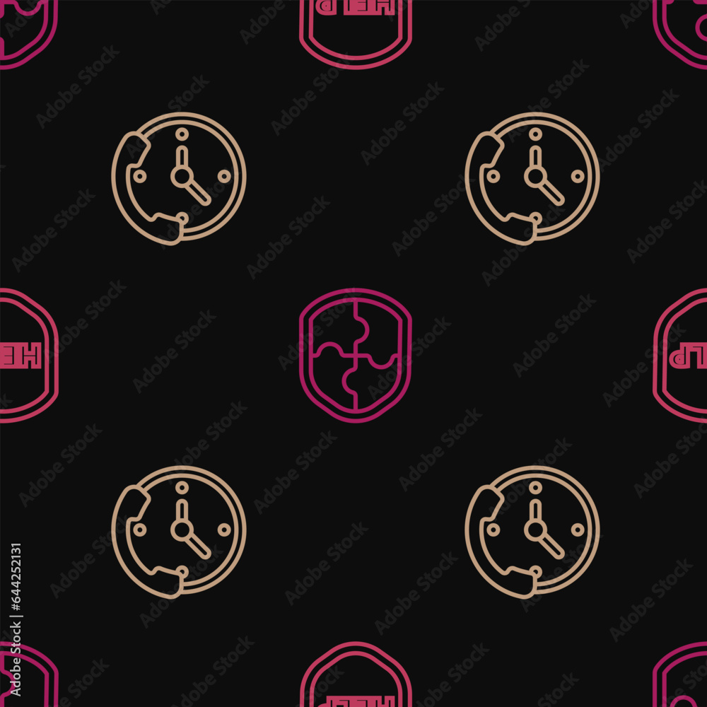 Set line Shield with text Help, Telephone 24 hours support and on seamless pattern. Vector Set line Shield with text Help, Telephone 24 hours support and on seamless pattern. Vector